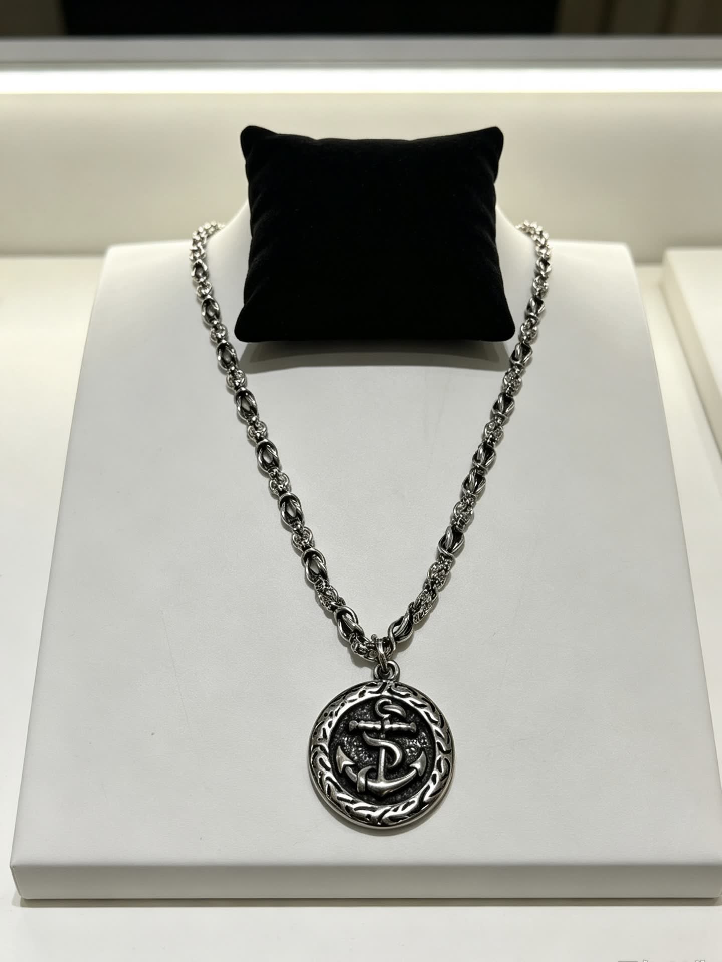 Chrome Hearts Silver Anchor Pendant Necklace